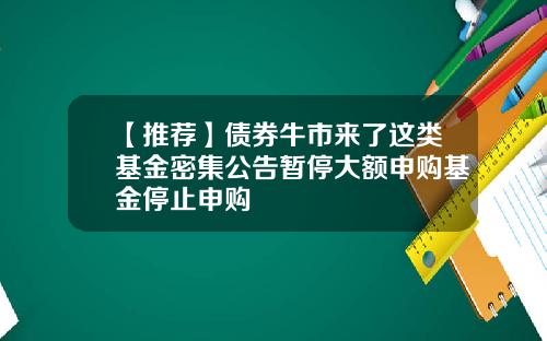 【推荐】债券牛市来了这类基金密集公告暂停大额申购基金停止申购