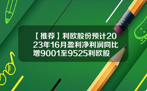 【推荐】利欧股份预计2023年16月盈利净利润同比增9001至9525利欧股份股票最新资讯