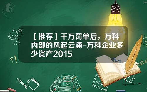【推荐】千万罚单后，万科内部的风起云涌-万科企业多少资产2015