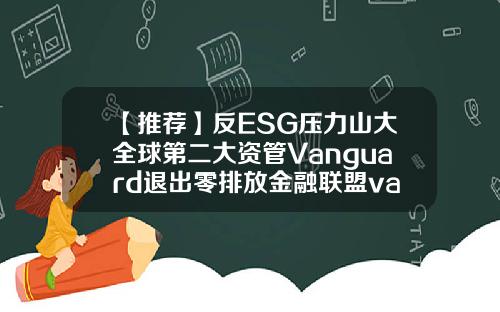 【推荐】反ESG压力山大全球第二大资管Vanguard退出零排放金融联盟vanguard基金