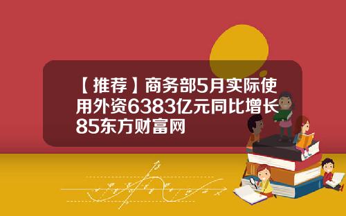 【推荐】商务部5月实际使用外资6383亿元同比增长85东方财富网