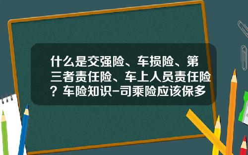 什么是交强险、车损险、第三者责任险、车上人员责任险？车险知识-司乘险应该保多少【新闻】.