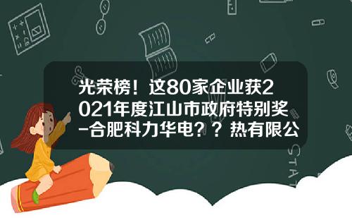 光荣榜！这80家企业获2021年度江山市政府特别奖-合肥科力华电？？热有限公司