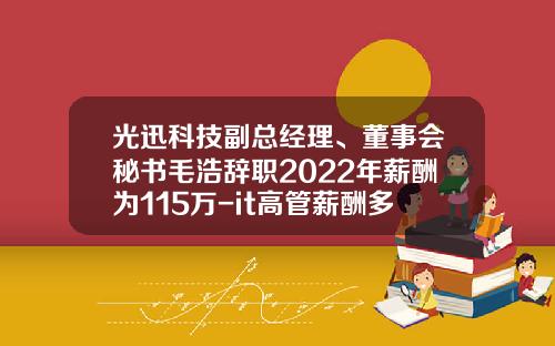 光迅科技副总经理、董事会秘书毛浩辞职2022年薪酬为115万-it高管薪酬多少