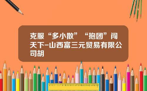 克服“多小散”“抱团”闯天下-山西富三元贸易有限公司胡