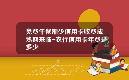 免费午餐渐少信用卡收费成熟期来临-农行信用卡年费是多少