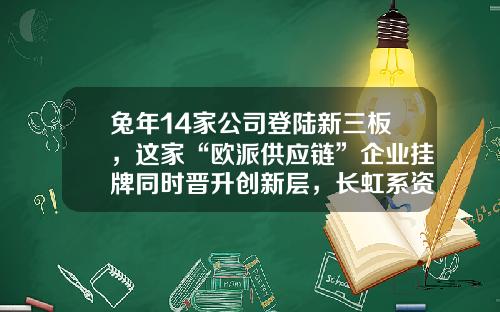 兔年14家公司登陆新三板，这家“欧派供应链”企业挂牌同时晋升创新层，长虹系资本市场再添新军……-公司是搞新三板的