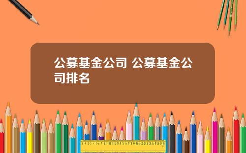公募基金公司 公募基金公司排名