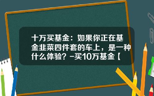 十万买基金：如果你正在基金韭菜四件套的车上，是一种什么体验？-买10万基金【新闻】