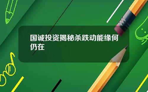 国诚投资揭秘杀跌动能缘何仍在