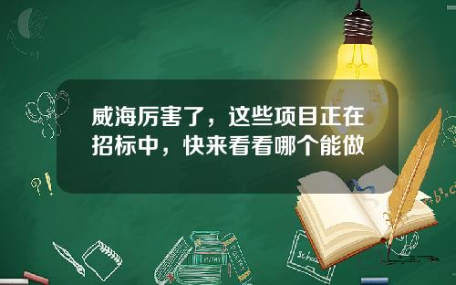 威海厉害了，这些项目正在招标中，快来看看哪个能做