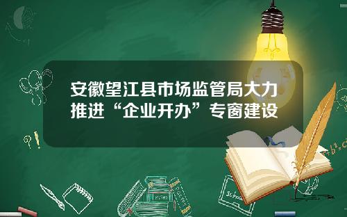安徽望江县市场监管局大力推进“企业开办”专窗建设