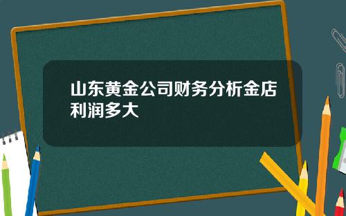 山东黄金公司财务分析金店利润多大