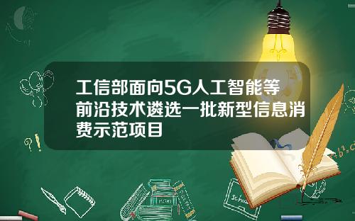 工信部面向5G人工智能等前沿技术遴选一批新型信息消费示范项目