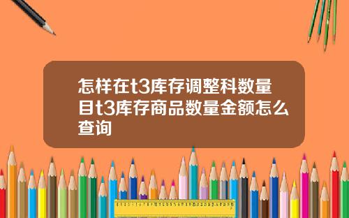 怎样在t3库存调整科数量目t3库存商品数量金额怎么查询