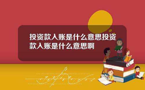 投资款入账是什么意思投资款入账是什么意思啊
