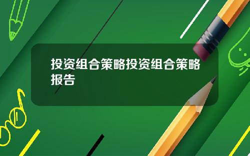 投资组合策略投资组合策略报告