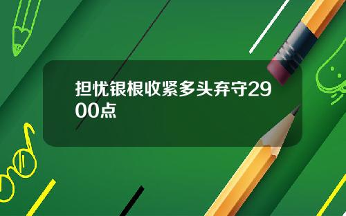 担忧银根收紧多头弃守2900点