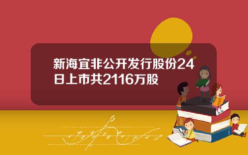 新海宜非公开发行股份24日上市共2116万股