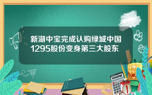 新湖中宝完成认购绿城中国1295股份变身第三大股东