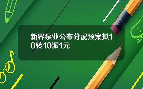 新界泵业公布分配预案拟10转10派1元