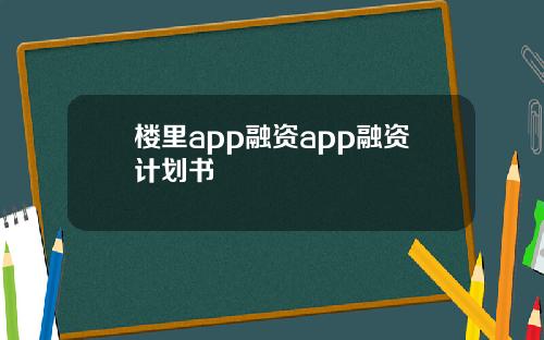 楼里app融资app融资计划书