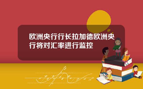 欧洲央行行长拉加德欧洲央行将对汇率进行监控