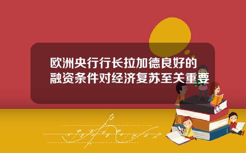 欧洲央行行长拉加德良好的融资条件对经济复苏至关重要