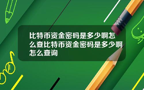 比特币资金密码是多少啊怎么查比特币资金密码是多少啊怎么查询