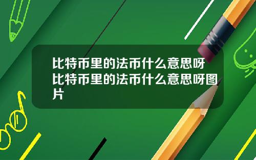 比特币里的法币什么意思呀比特币里的法币什么意思呀图片