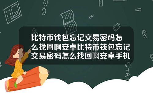 比特币钱包忘记交易密码怎么找回啊安卓比特币钱包忘记交易密码怎么找回啊安卓手机