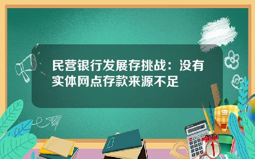 民营银行发展存挑战：没有实体网点存款来源不足