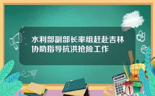 水利部副部长率组赶赴吉林协助指导抗洪抢险工作