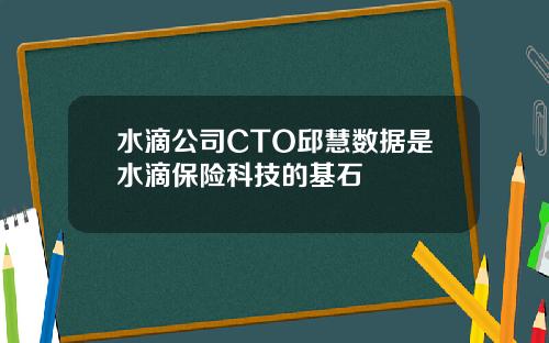 水滴公司CTO邱慧数据是水滴保险科技的基石