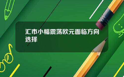 汇市小幅震荡欧元面临方向选择