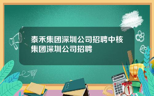 泰禾集团深圳公司招聘中核集团深圳公司招聘
