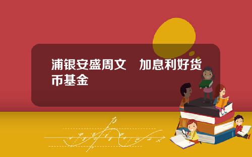 浦银安盛周文秱加息利好货币基金