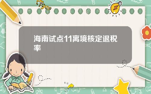 海南试点11离境核定退税率