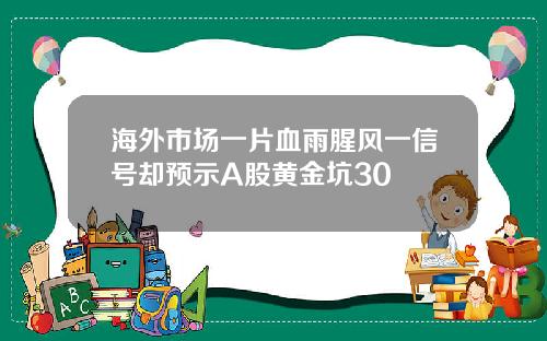 海外市场一片血雨腥风一信号却预示A股黄金坑30