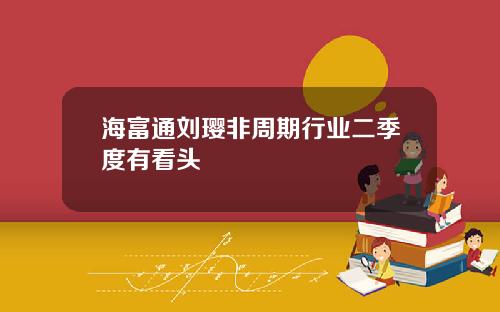 海富通刘璎非周期行业二季度有看头