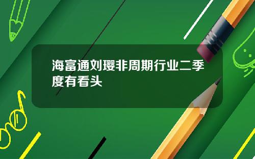 海富通刘璎非周期行业二季度有看头