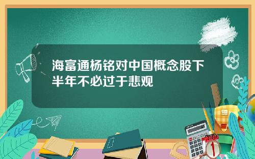 海富通杨铭对中国概念股下半年不必过于悲观