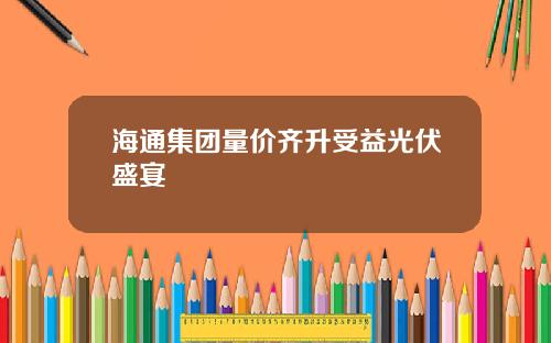 海通集团量价齐升受益光伏盛宴