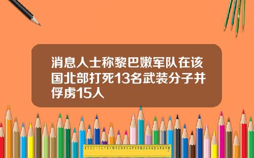 消息人士称黎巴嫩军队在该国北部打死13名武装分子并俘虏15人