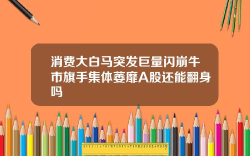 消费大白马突发巨量闪崩牛市旗手集体萎靡A股还能翻身吗