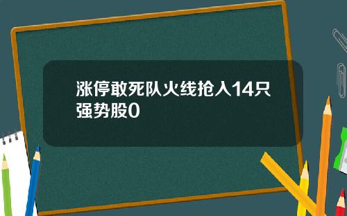 涨停敢死队火线抢入14只强势股0