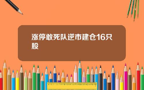 涨停敢死队逆市建仓16只股