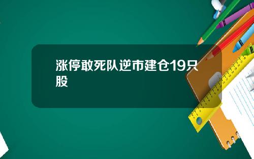 涨停敢死队逆市建仓19只股