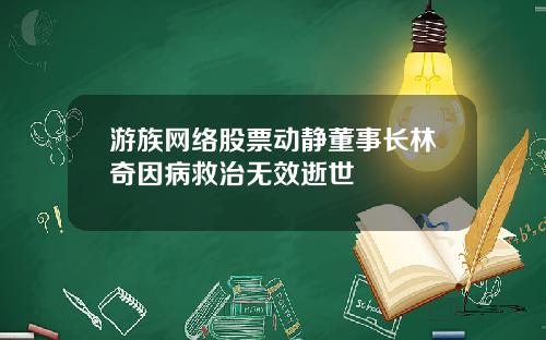 游族网络股票动静董事长林奇因病救治无效逝世