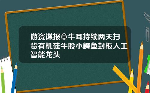 游资谍报章牛耳持续两天扫货有机硅牛股小鳄鱼封板人工智能龙头